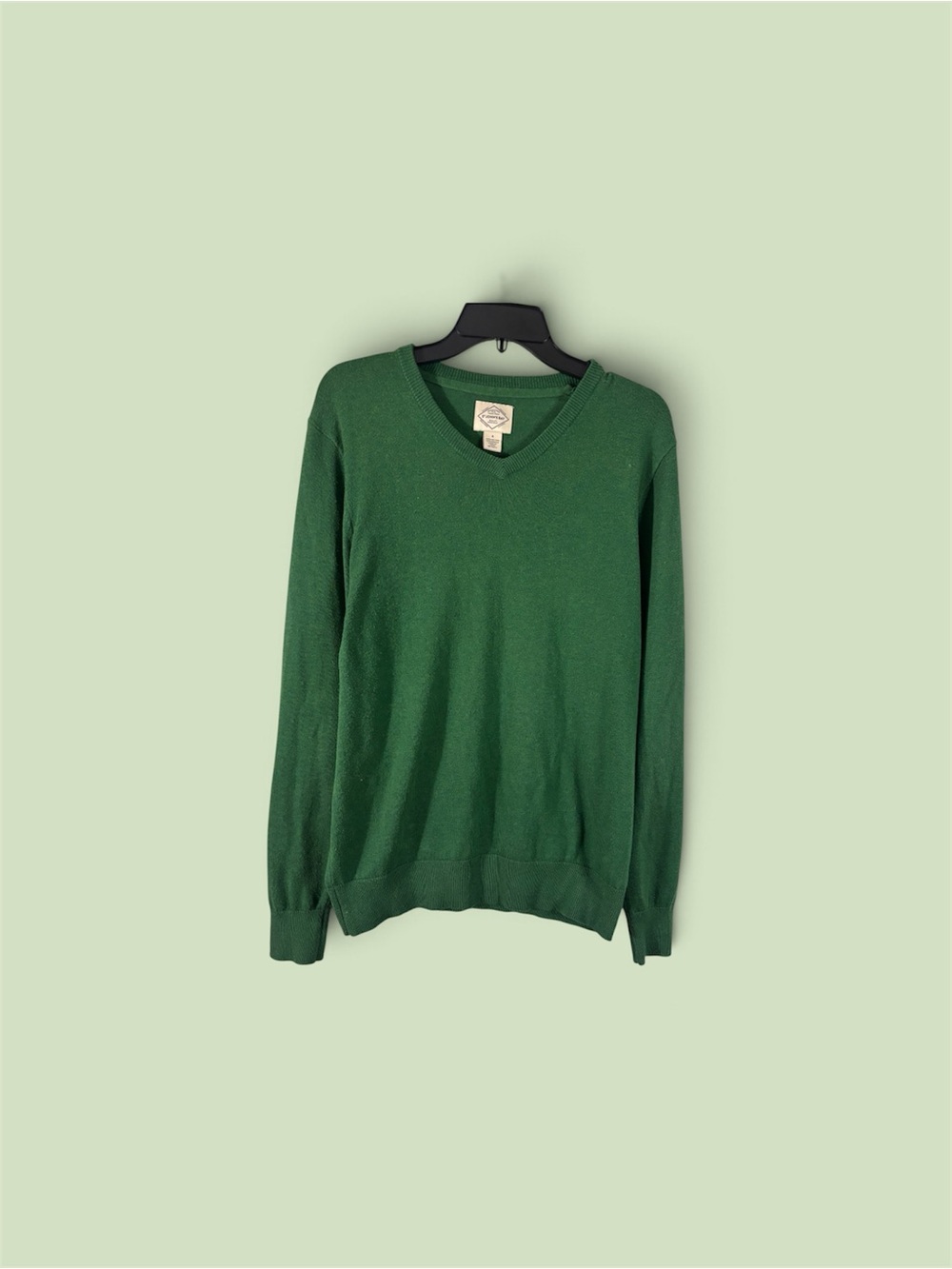 S John's Bay Green V-Neck Knit Pullover Sweater